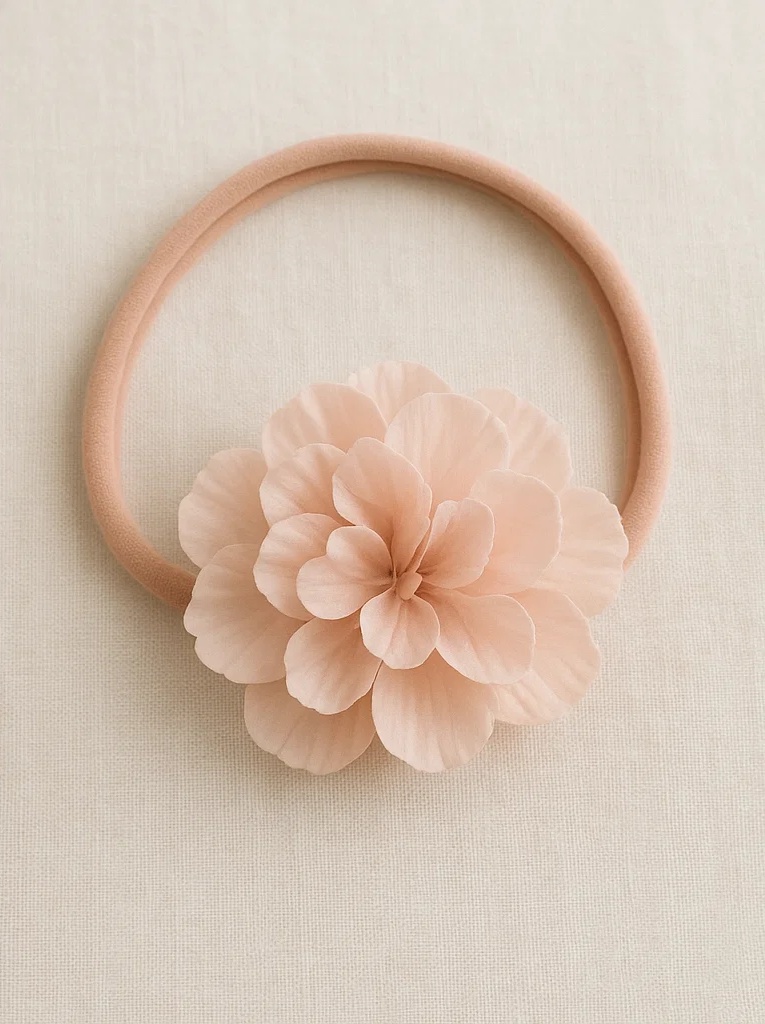 Elegantes rosa Blumen-Stirnband für Babys – Weiches elastisches Haaraccessoire