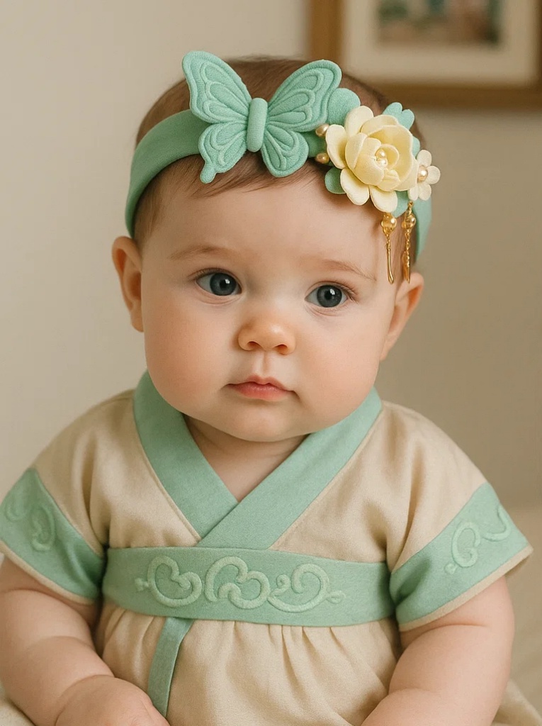 Butterfly & Flower Plush Baby Headband – Soft Adjustable Newborn Hair Accessory