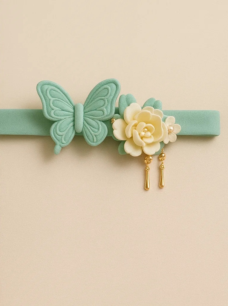 Butterfly & Flower Plush Baby Headband – Soft Adjustable Newborn Hair Accessory