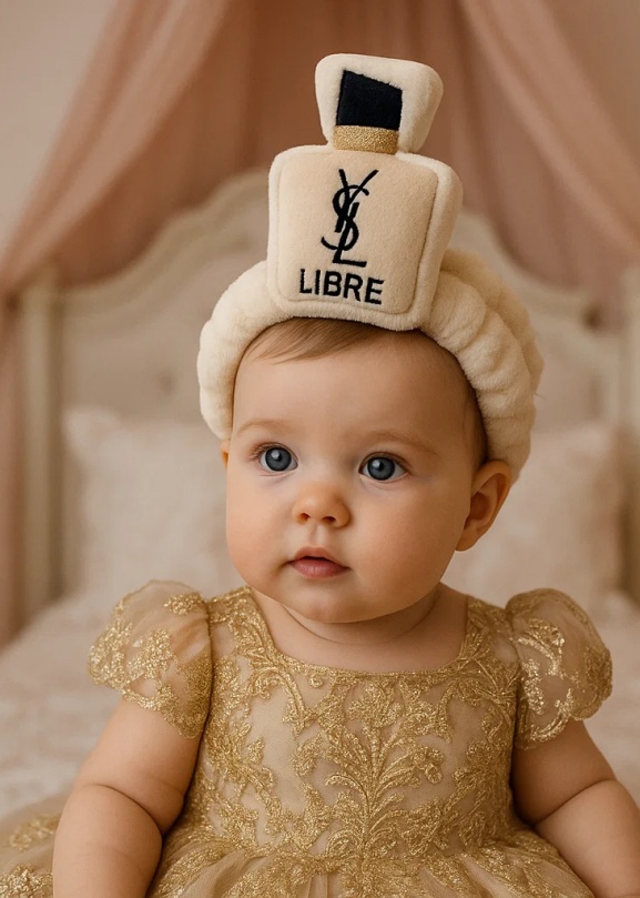 YSL LIBRE-Inspired Plush Baby Headband with Perfume Bottle Motif
