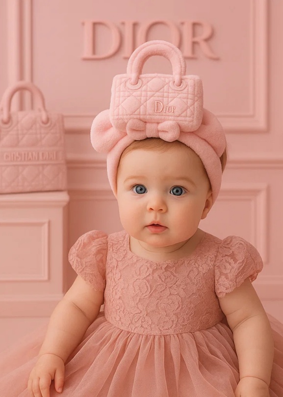 Diadema de muñeca reina rosa - Suave y elegante para bebés
