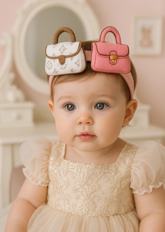 White and Pink Mini Baby Doll Headband Series - Cute Infant Accessories
