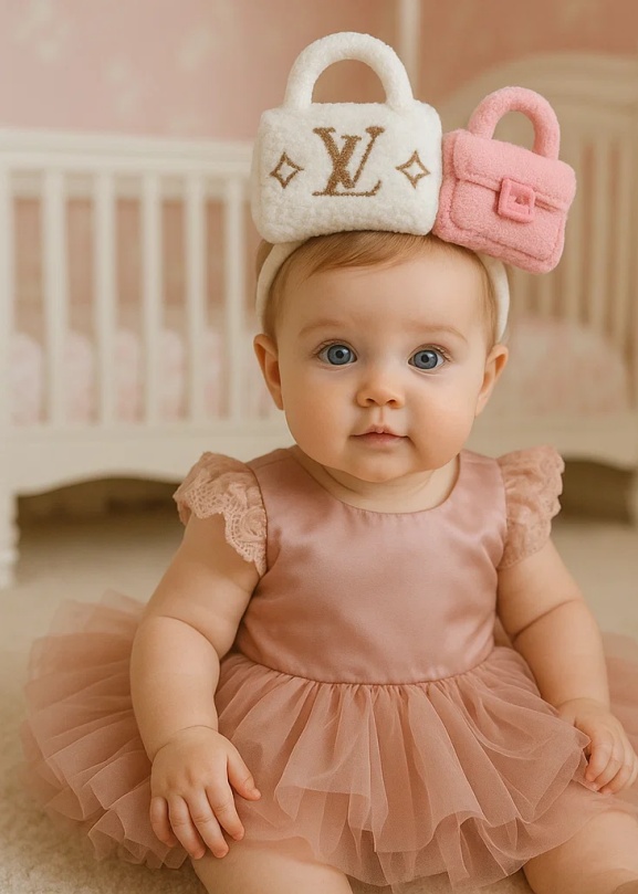 Double Bag Design Plush Baby Headband - Luxury Style