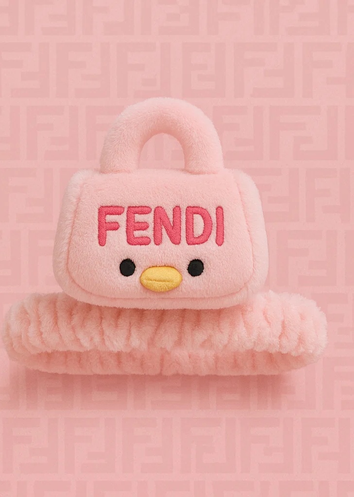 Faixa de Cabelo Fendi Urso de Pelúcia Rosa