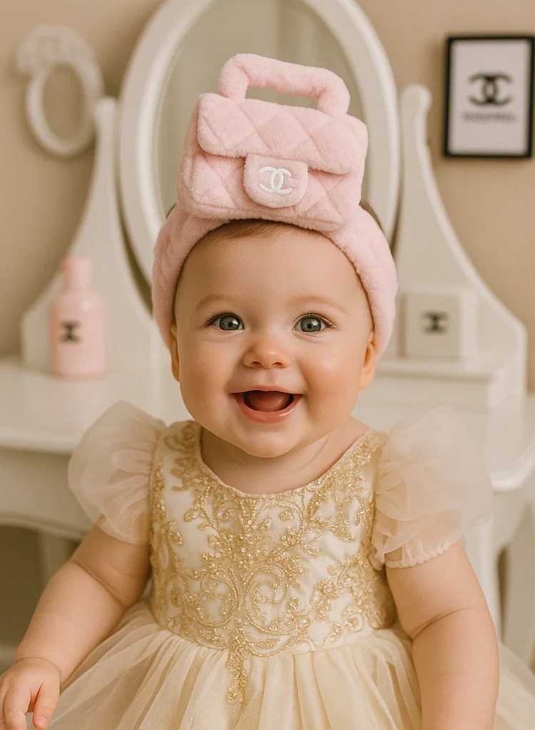 Bandeau en forme de sac en peluche Fendi Ourson Rose