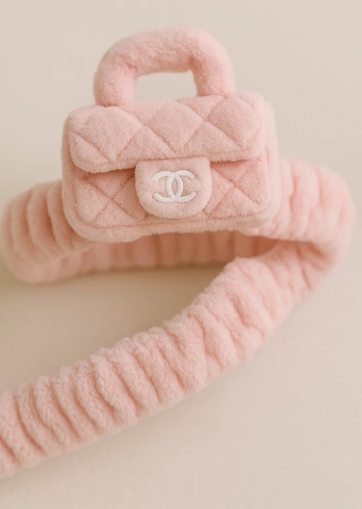 Bandeau en forme de sac en peluche Fendi Ourson Rose