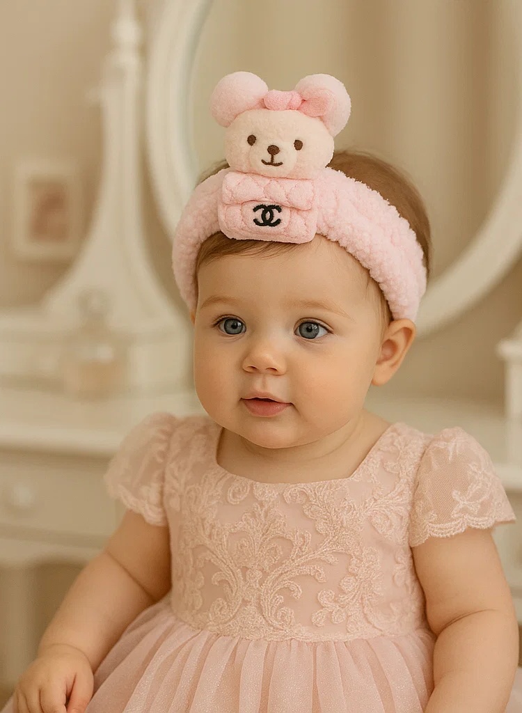 Rosa Chanel Plüschtasche Haarband für Neugeborene und Säuglinge - Süßes Baby-Accessoire
