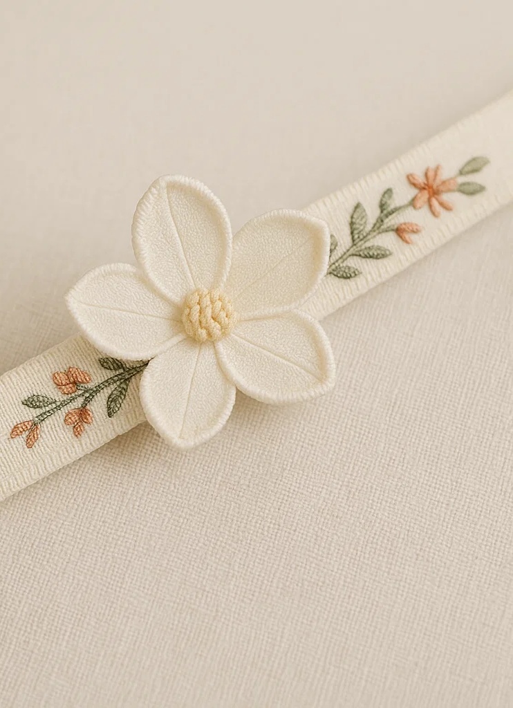 Handmade Purple Plush Flower Baby Headband, Embroidered Floral Elastic Band for Infant Girls, Korean Minimalist Style