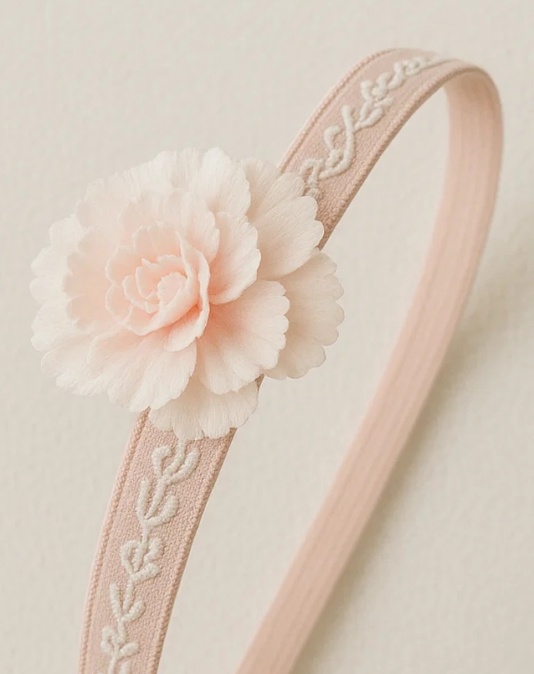 Handmade Plush Floral Baby Headband, Soft Embroidered Flower Elastic Band for Infant Girls, Korean Minimalist Style