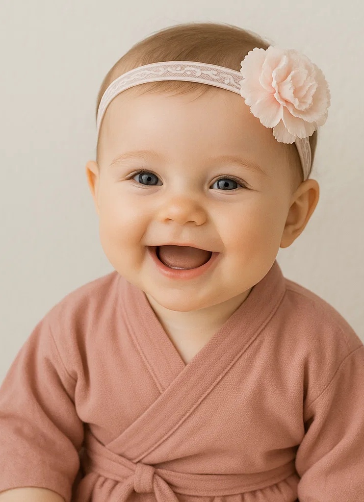 Handmade Plush Floral Baby Headband, Soft Embroidered Flower Elastic Band for Infant Girls, Korean Minimalist Style