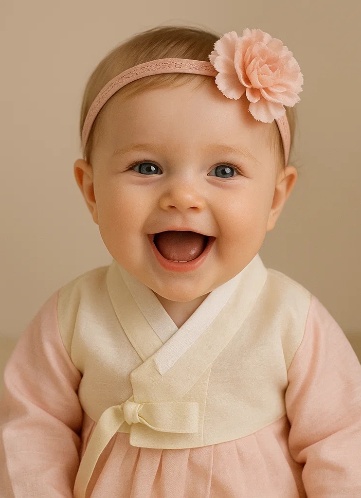 Bandeau pour bébé en peluche fait main avec broderie de œillet rose nude – Doux et élégant pour nourrissons et tout-petits