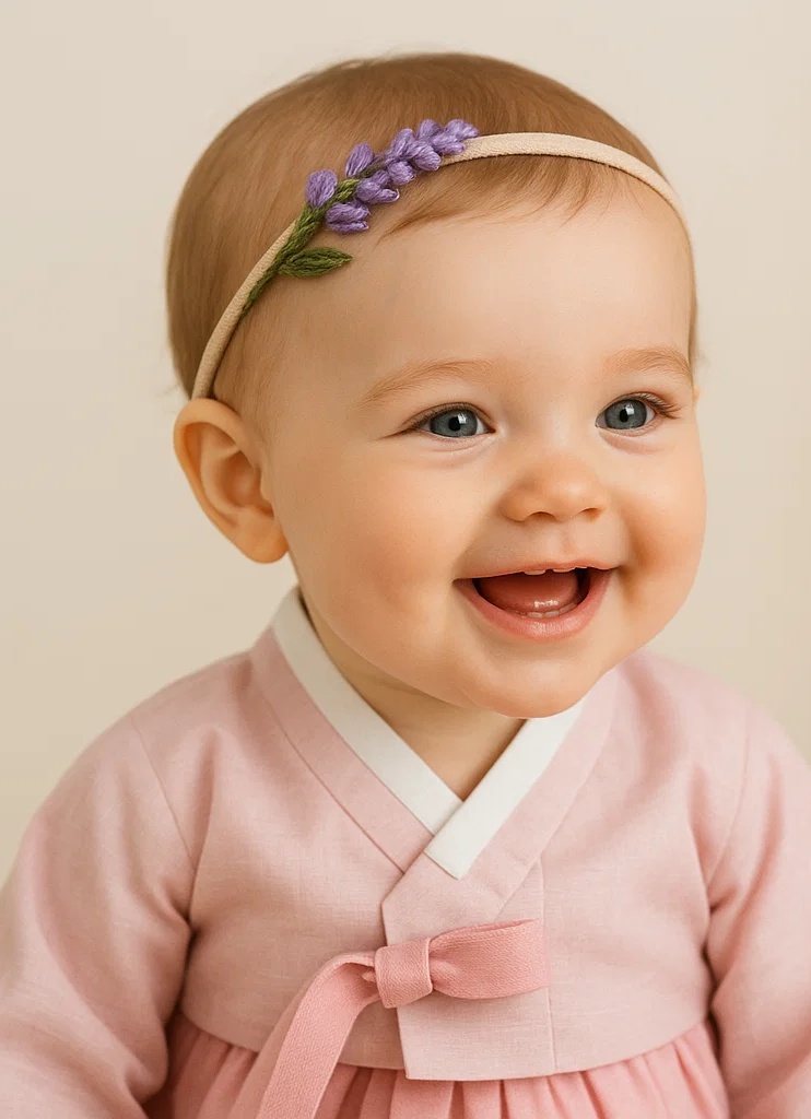 Handmade Plush Baby Headband with Lavender Flower Design – Stylish and Comfortable for Infants and Toddlers