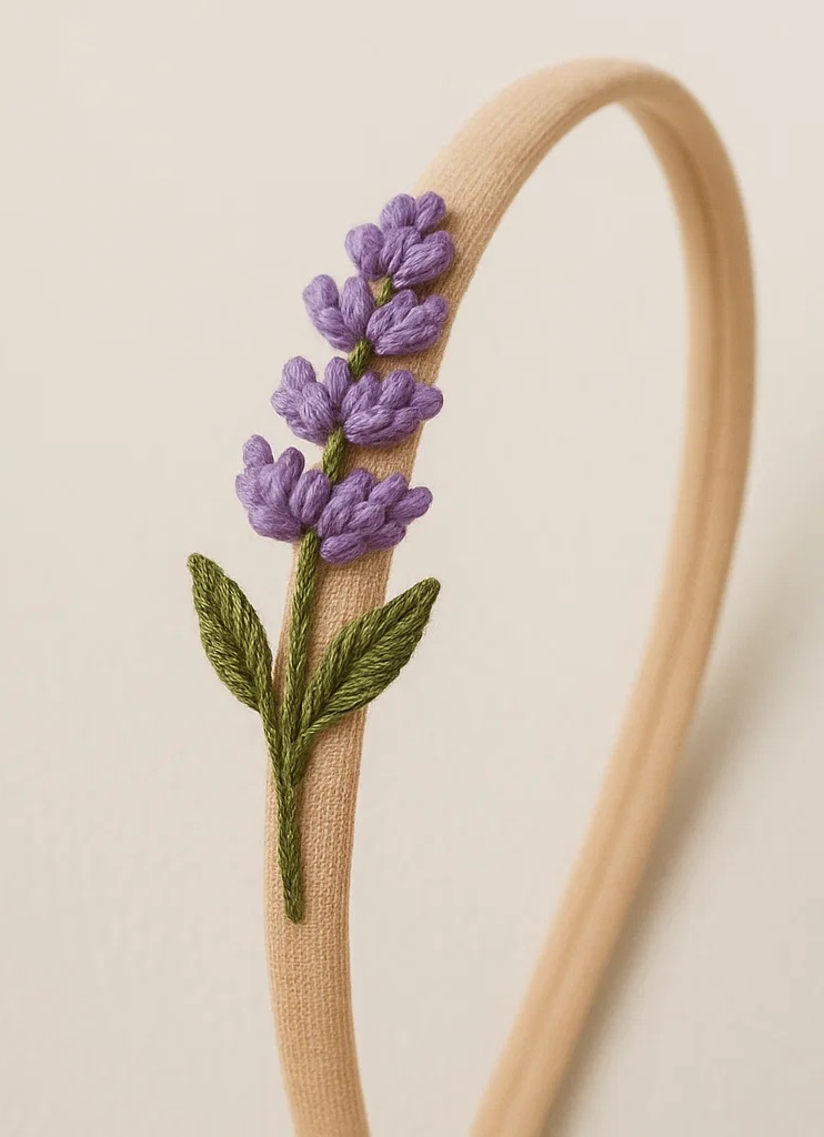 Handmade Plush Baby Headband with Lavender Flower Design – Stylish and Comfortable for Infants and Toddlers