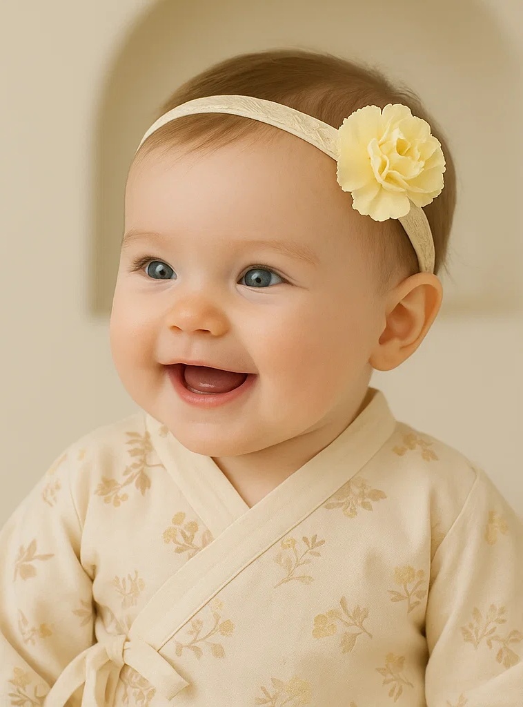 Yellow Carnation Baby Headband - Elegant Floral Headband for Infants