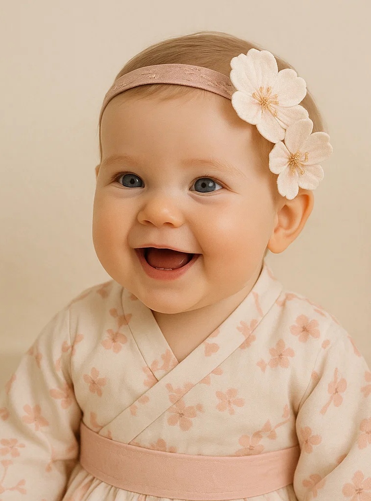 Cherry Blossom Baby Headband - Soft Pink Flower Headband for Babies