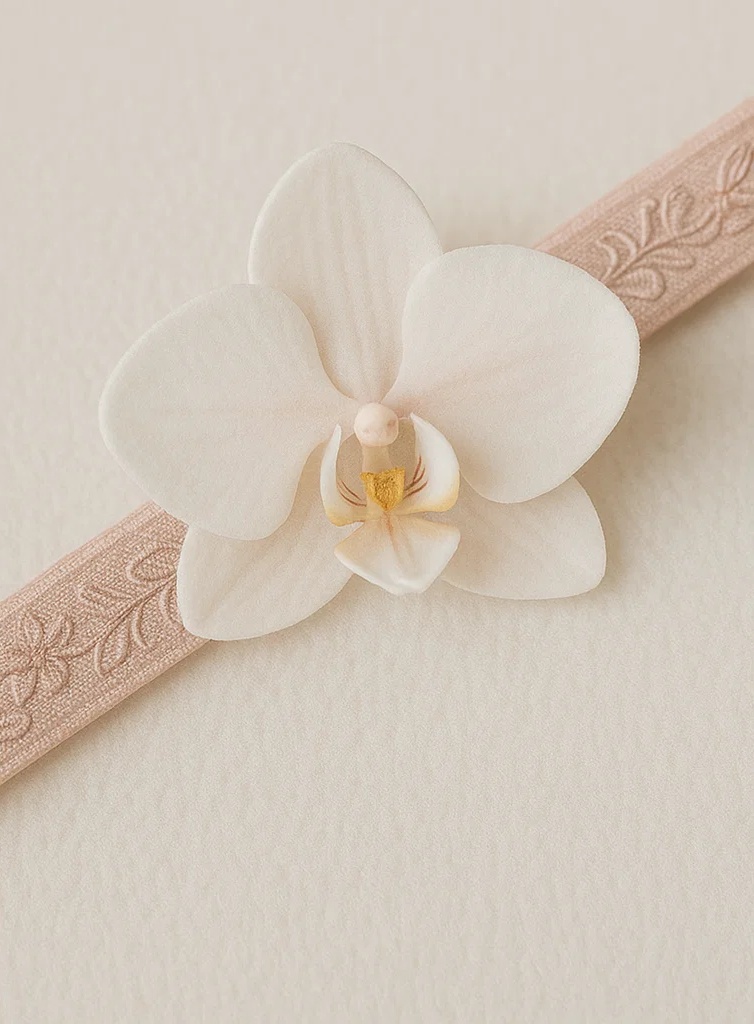Orchid Baby Headband - Soft Peach Floral Hairband for Baby Girls