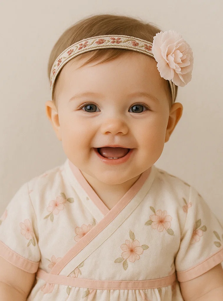 Faixa de Cabelo Bebê Flor Rosa – Faixa Macia e Fofa para Meninas