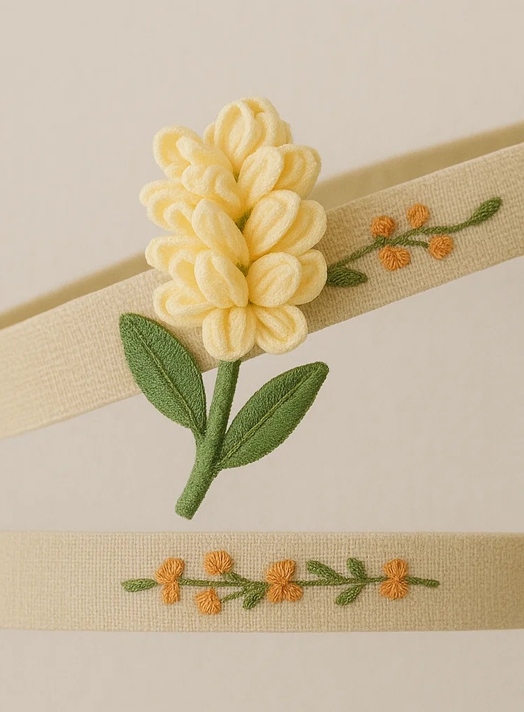 Handmade Yellow Flower Embroidered Baby Headband
