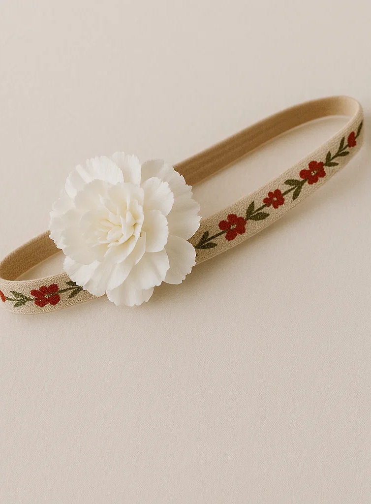 Handmade Yellow Flower and Green Leaf Baby Headband