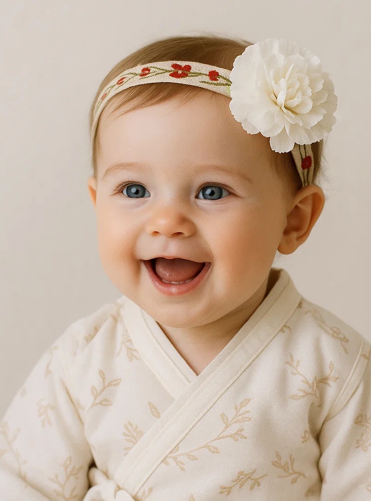 Handmade Yellow Flower and Green Leaf Baby Headband