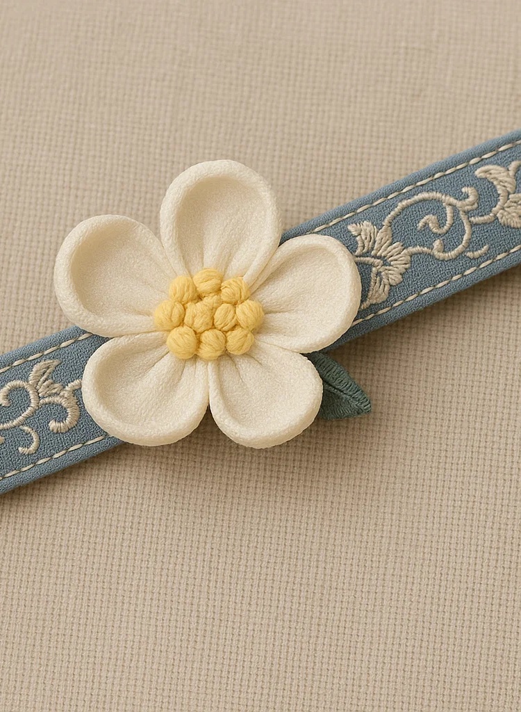Diadema azul simple con flor para bebé