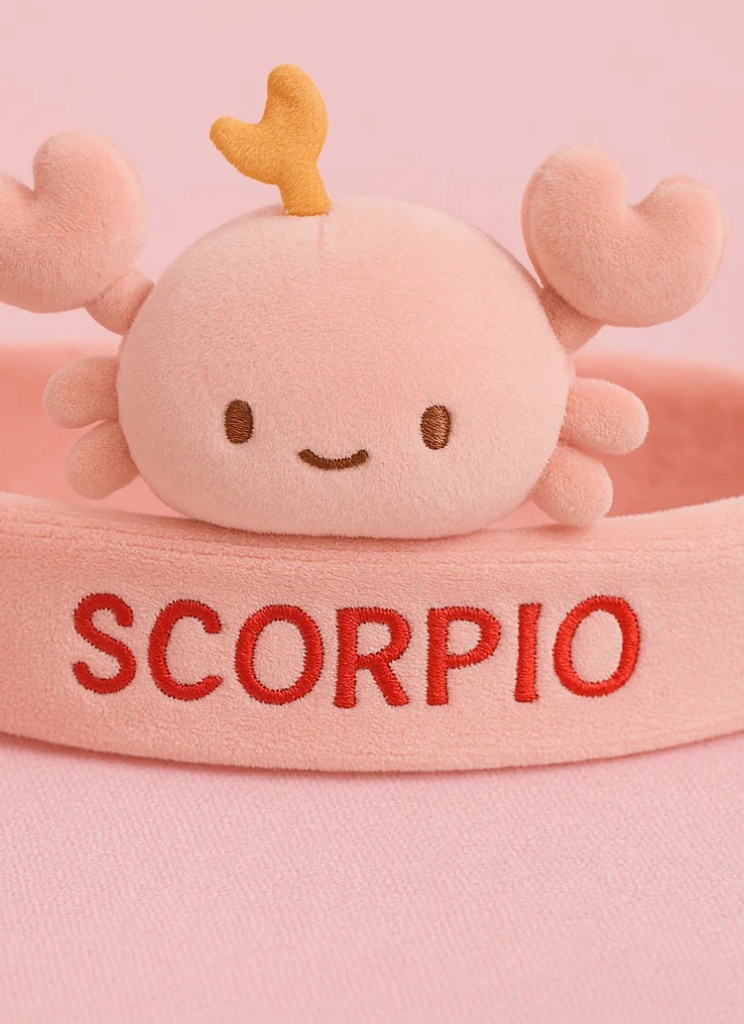 Cute Baby Zodiac Plush Headband – Pink Scorpio Star Sign Doll for Newborns