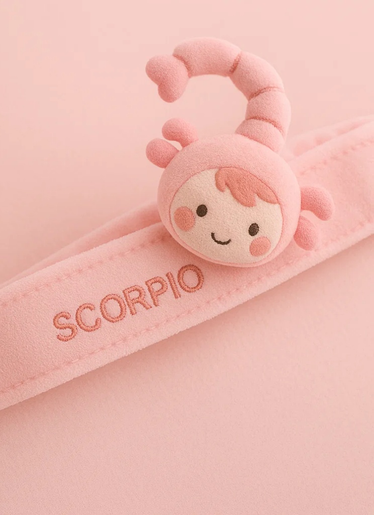 Diadema de peluche para bebé signo zodiacal – Muñeco rosa de Escorpio para recién nacidos