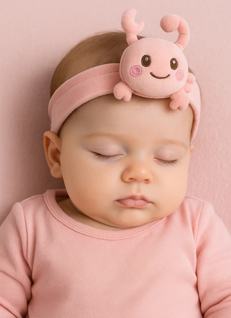 Cute Baby Zodiac Plush Headband – Pink Scorpio Star Sign Doll for Newborns