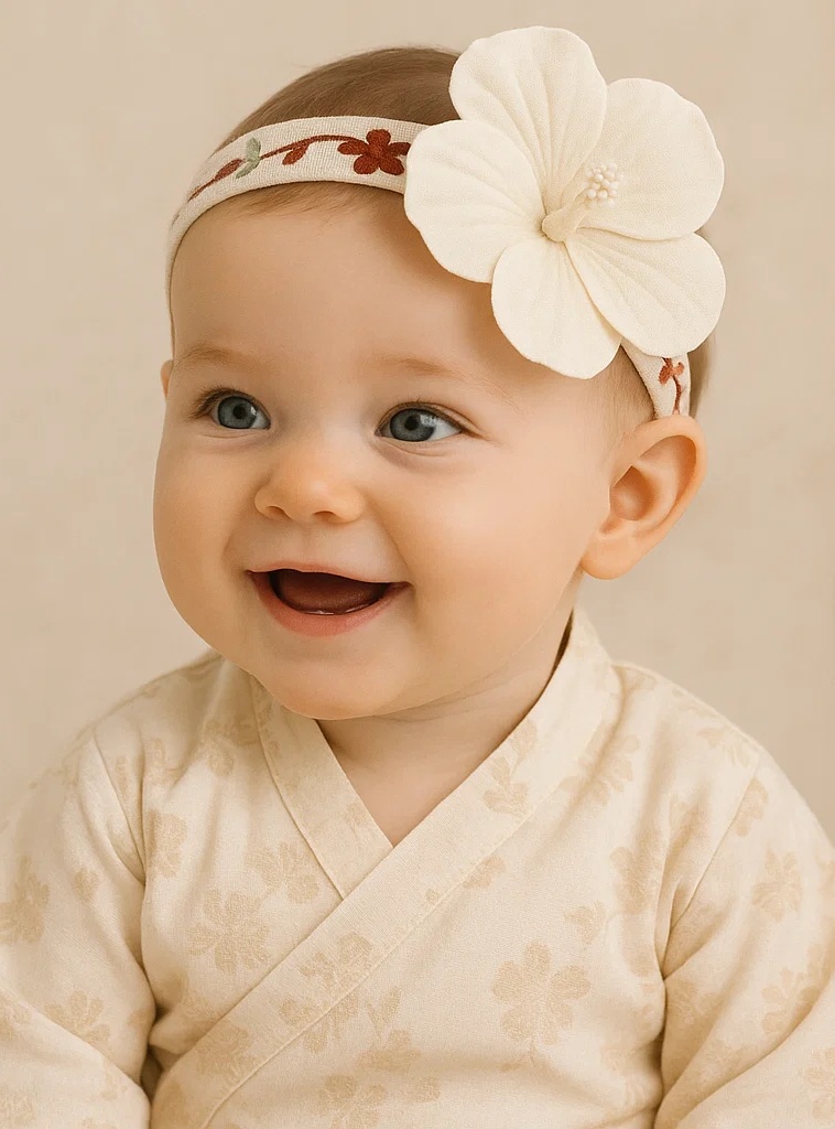 White Orchid Baby Headband - Elegant Floral Baby Hairband for Girls