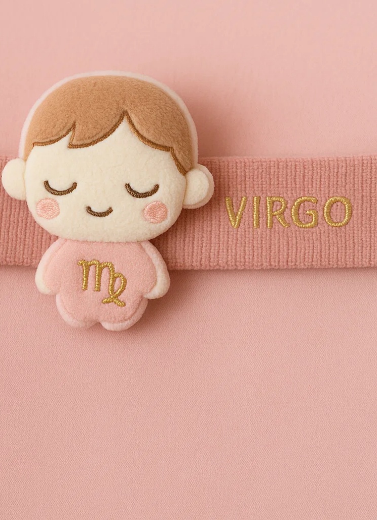 Cute Baby Zodiac Plush Headband – Pink Virgo Star Sign Doll for Newborns