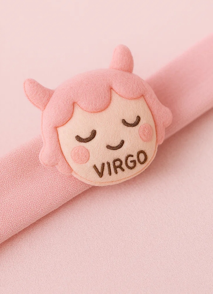 Cute Baby Zodiac Plush Headband – Pink Virgo Star Sign Doll for Newborns