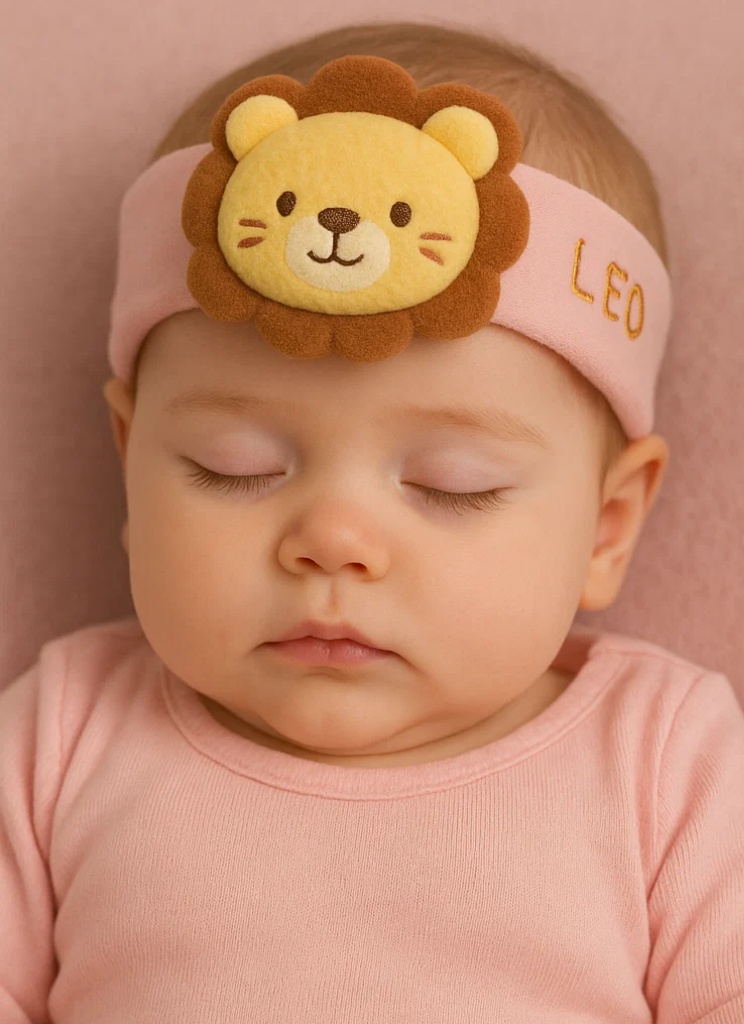 Tiara de pelúcia de bebê signo do zodíaco – Boneca rosa de Leão para recém-nascidos