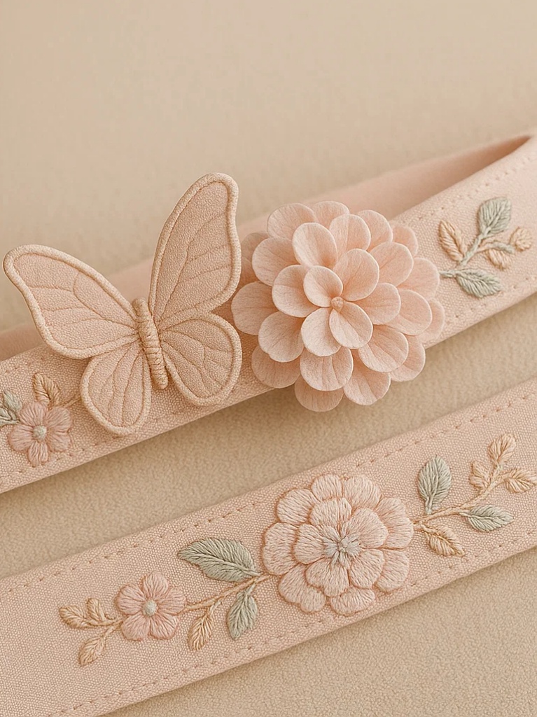 Soft Peach Butterfly & Flower Baby Headband – Handmade Plush Newborn Hairband