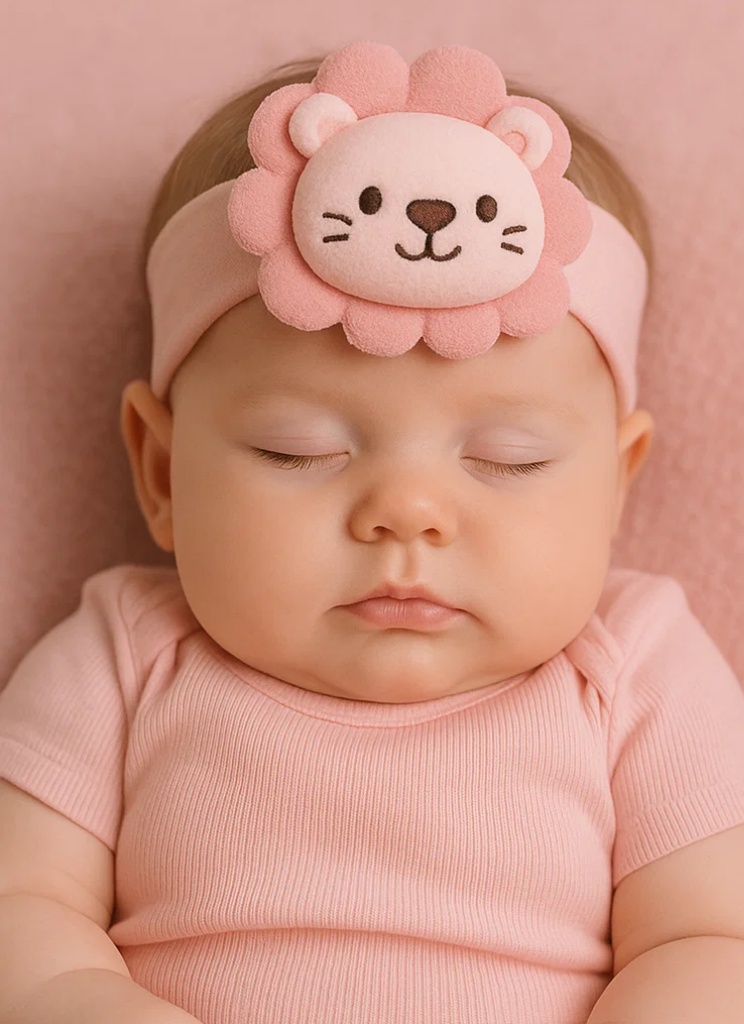 Bandeau peluche bébé signe du zodiaque – Poupée Lion rose pour nouveau-nés