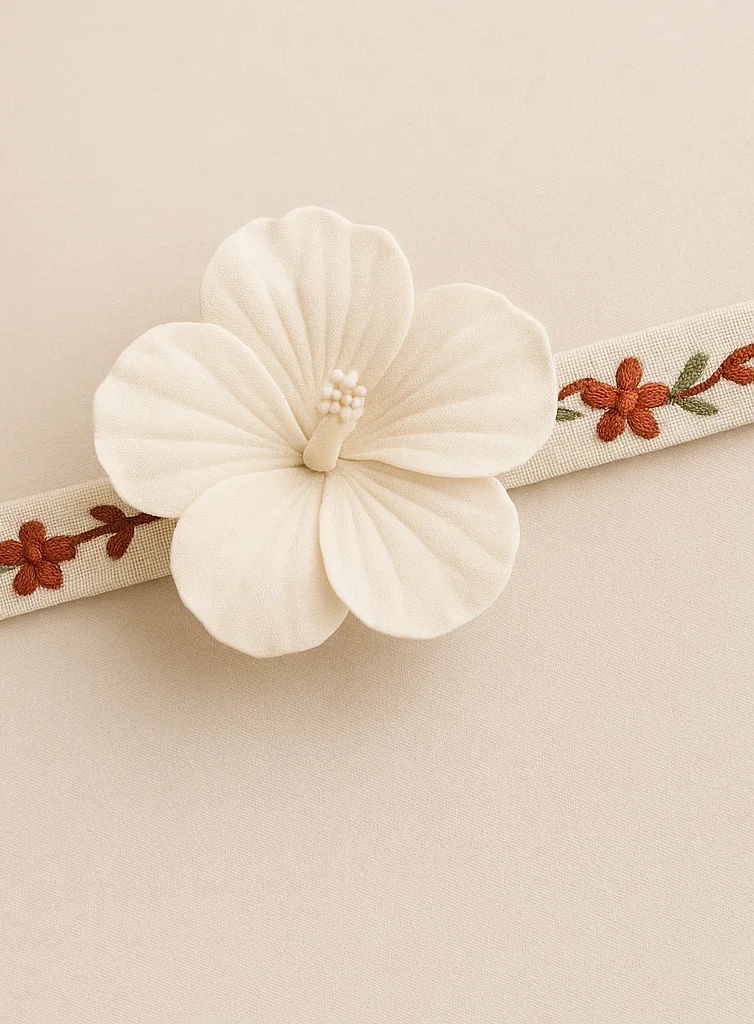 White Orchid Baby Headband - Elegant Floral Baby Hairband for Girls