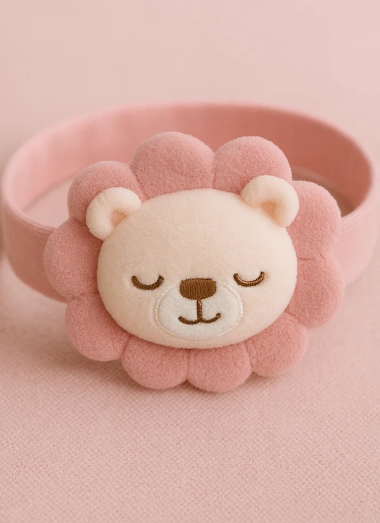 Cute Baby Zodiac Plush Headband – Pink Lion Star Sign Doll for Newborns