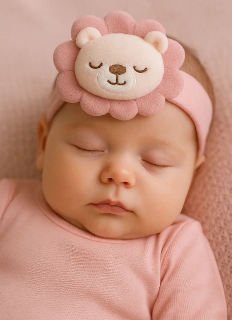 Cute Baby Zodiac Plush Headband – Pink Lion Star Sign Doll for Newborns