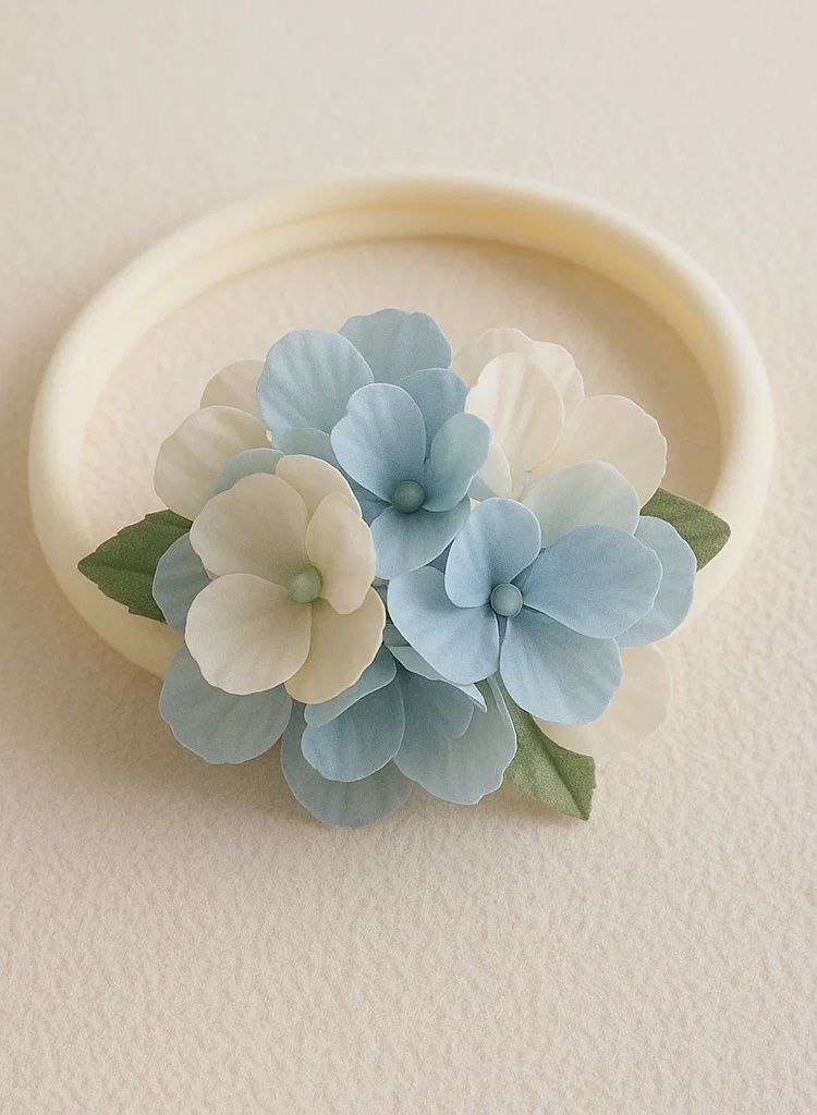 Faixa de cabelo azul simples com flor para bebê