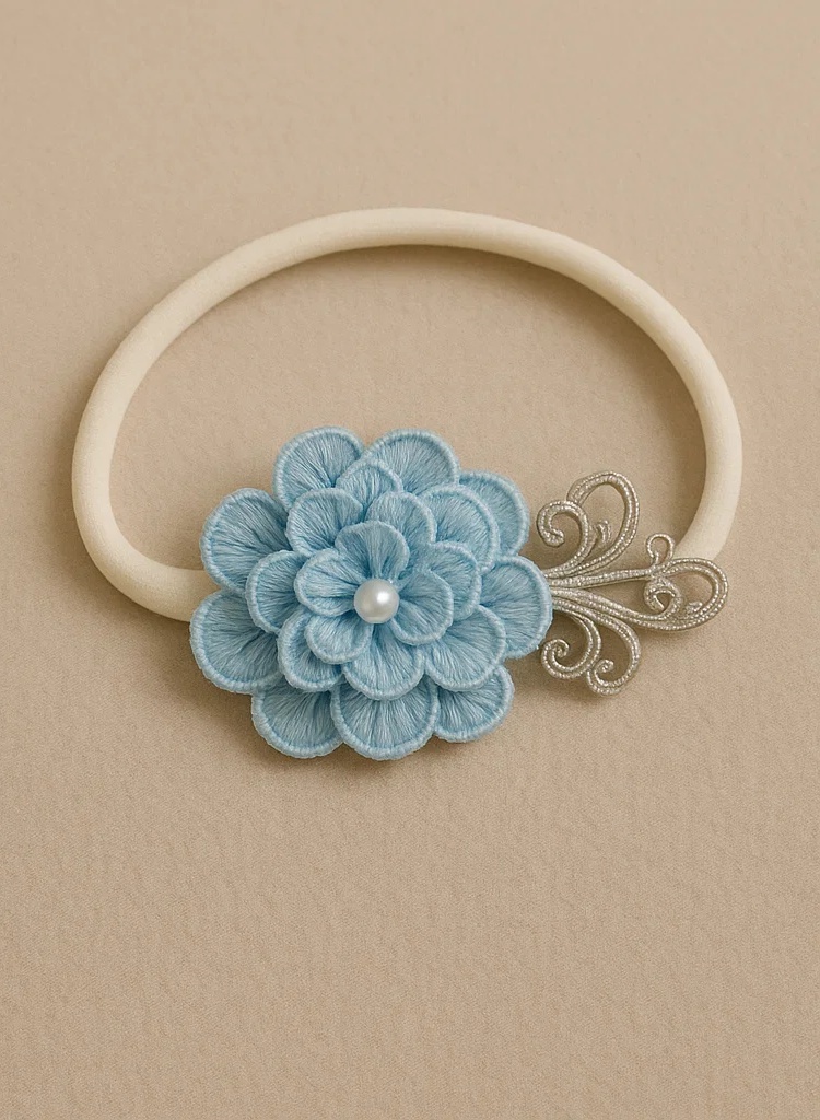 Einfaches blaues Baby-Stirnband mit Blume