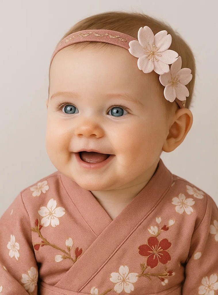 Diadema de bebé con flor rosa - Diadema suave y dulce para niña
