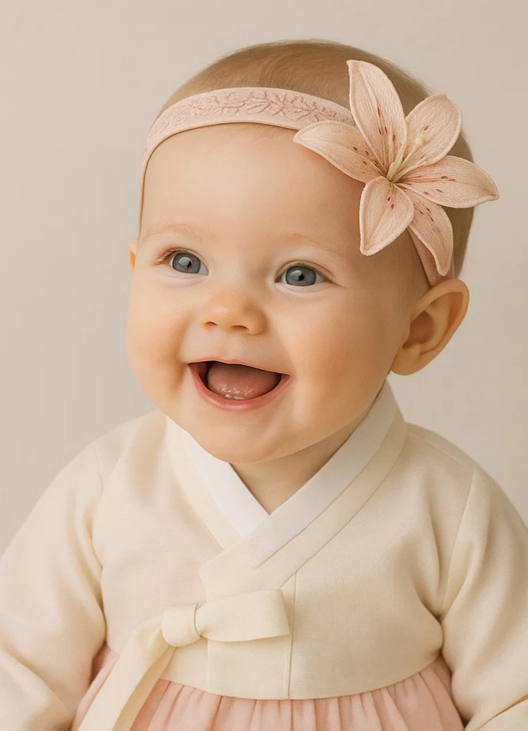 Besticktes rosa Lilien-Stirnband für Babys – Weiches elastisches Blumen-Haaraccessoire für Neugeborene
