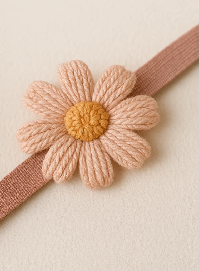 Sunflower Embroidered Baby Headband with Floral Detailing