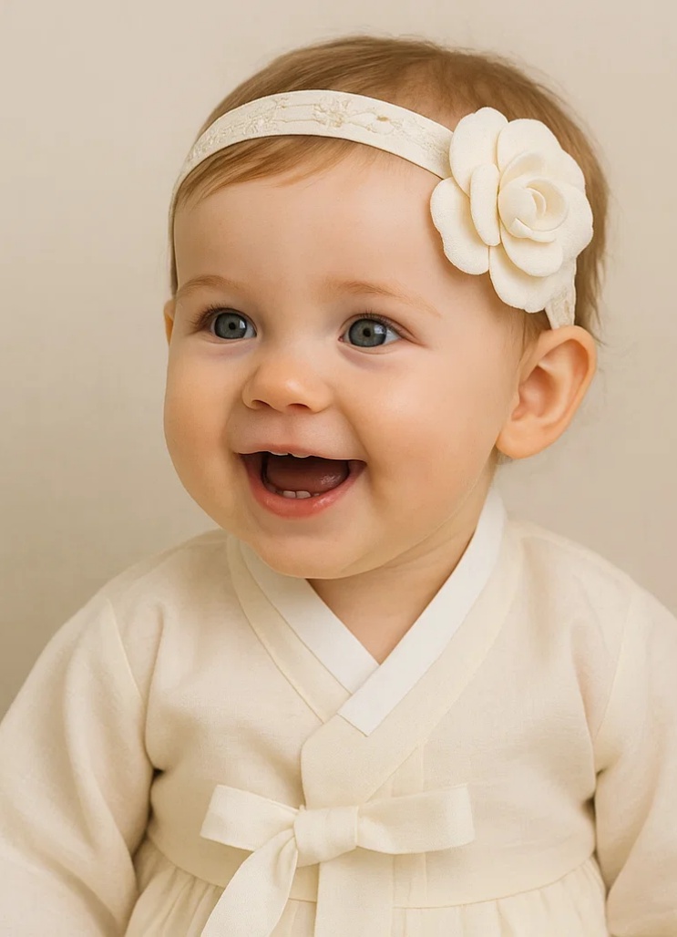 Besticktes weißes Blumen-Stirnband für Babys – Weiches elastisches Haarband für Neugeborene