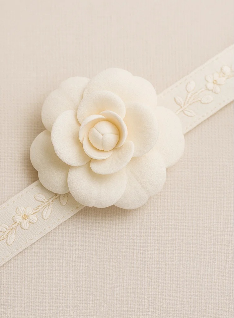 Besticktes weißes Blumen-Stirnband für Babys – Weiches elastisches Haarband für Neugeborene