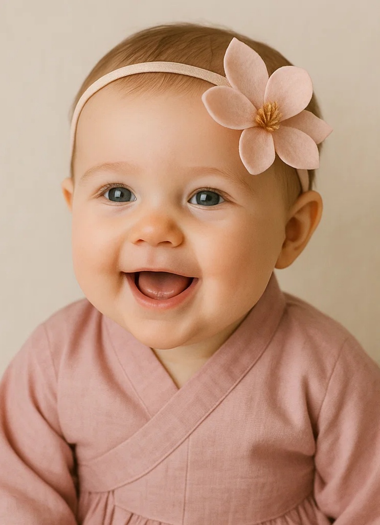 Delicate Baby Headband with Handcrafted Floral Accents
