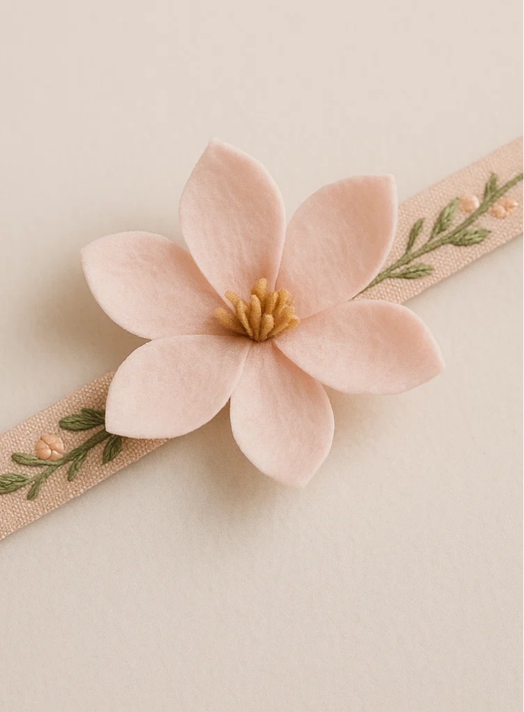 Delicate Baby Headband with Handcrafted Floral Accents