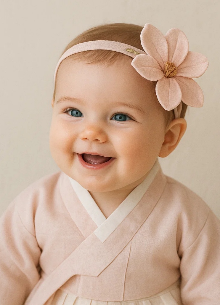 Handmade Pink Lily Flower Baby Headband with Soft Band