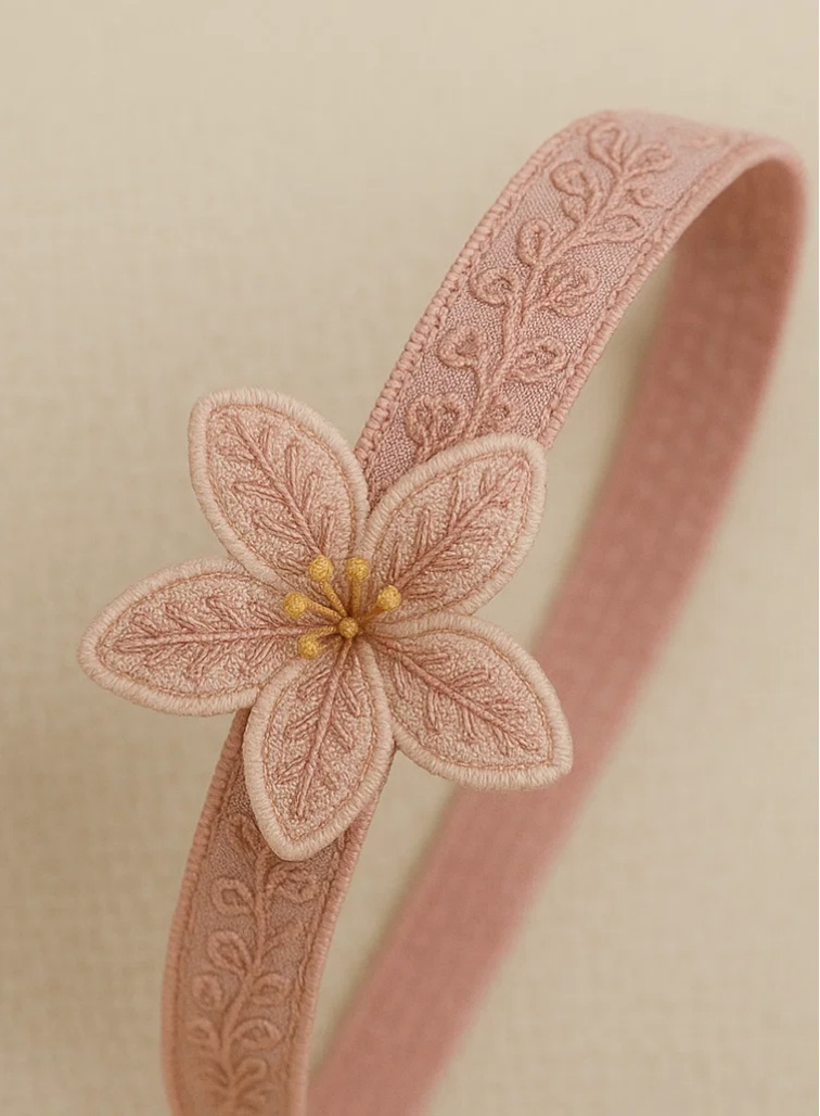 Cute Lily Embroidered Baby Headband with Soft Band