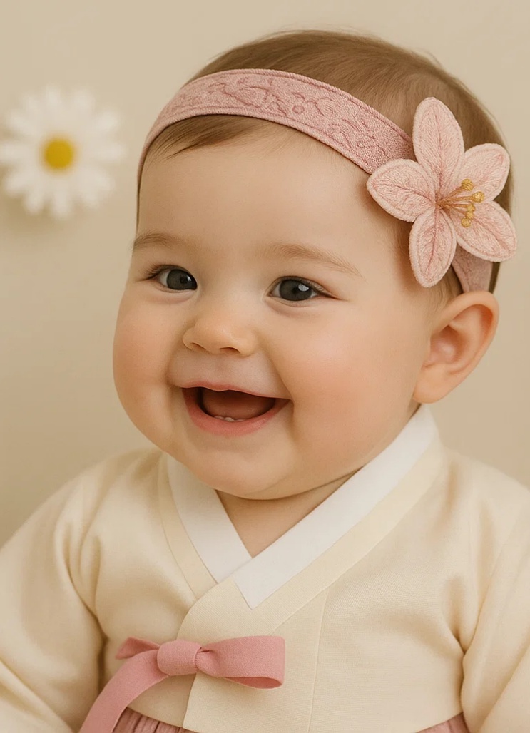 Cute Lily Embroidered Baby Headband with Soft Band
