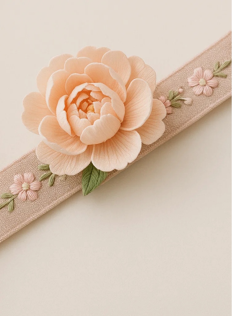 Handmade Peony Flower Baby Headband with Soft Band